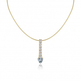 Yellow Gold Diamond & Aquamarine Drop Pendant